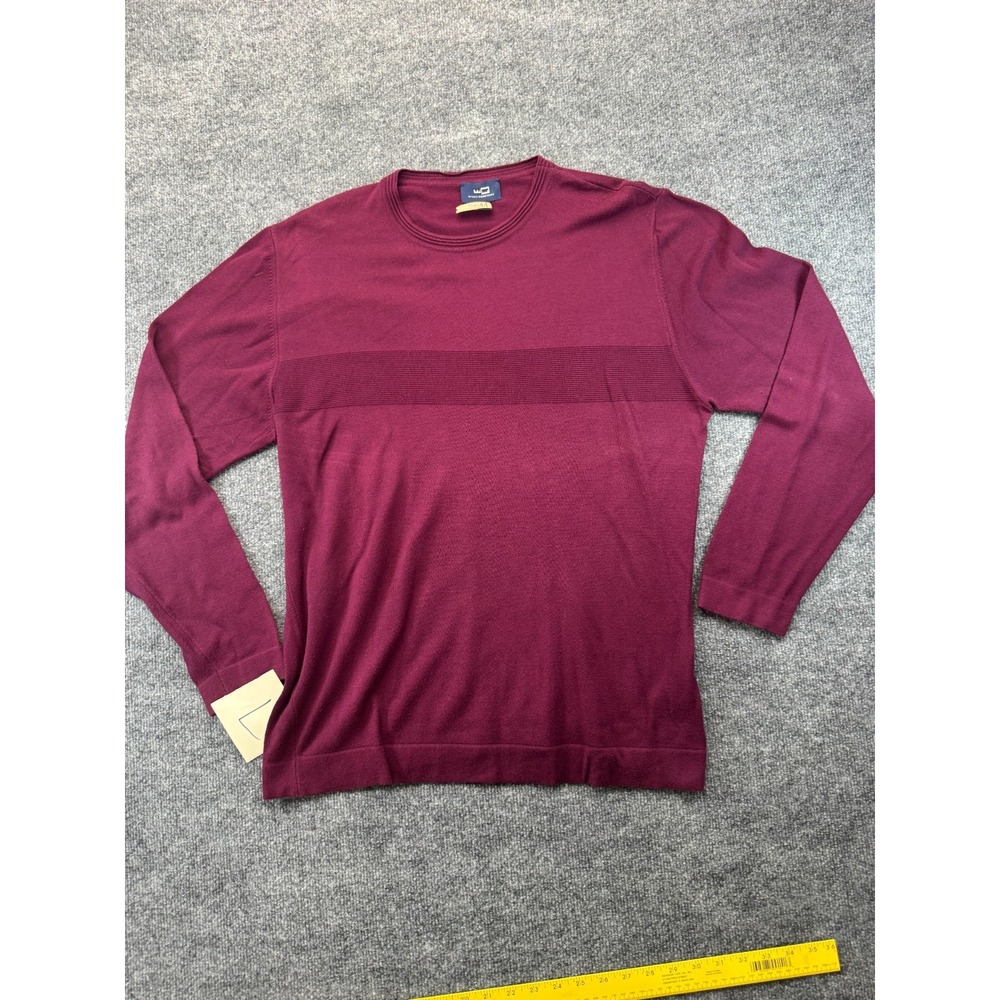 Wilke Rodriguez Sweater Mens Large Burgundy Knit Long Sleeve Crew Neck Pullover